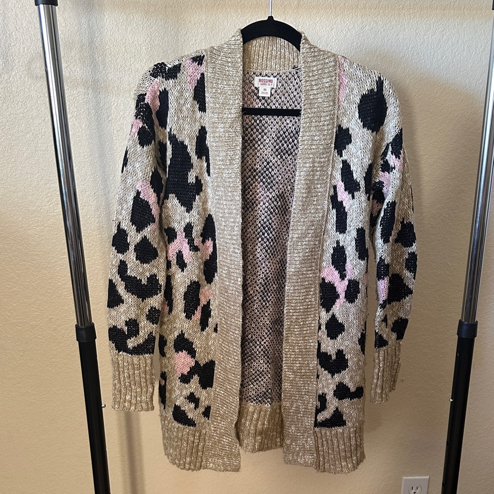 Mossimo Supply Co. Women's Leopard Print Cardigan - Pink, Black, and Tan